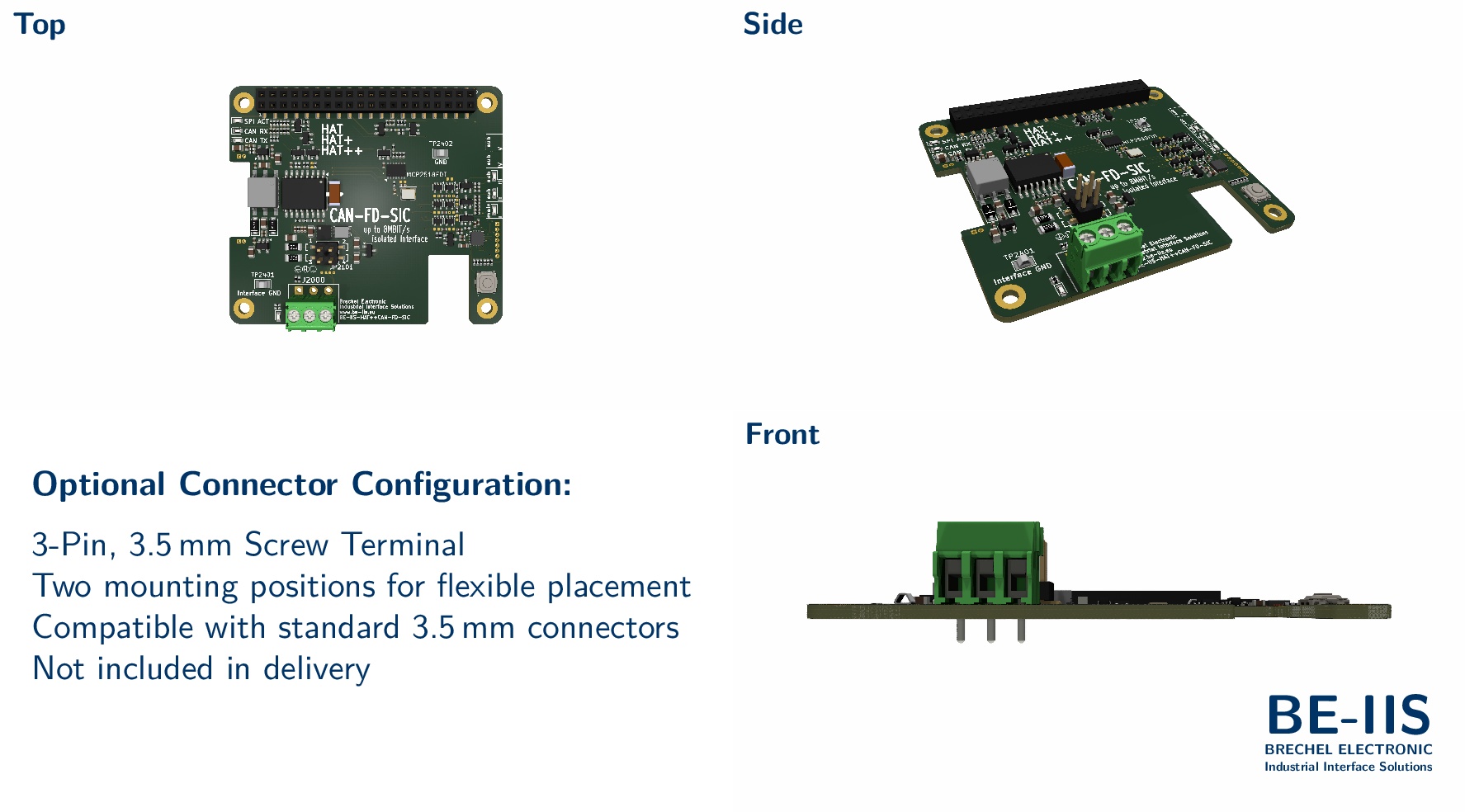 Isolated CAN FD (SIC) Industrial HAT++ for Raspberry Pi