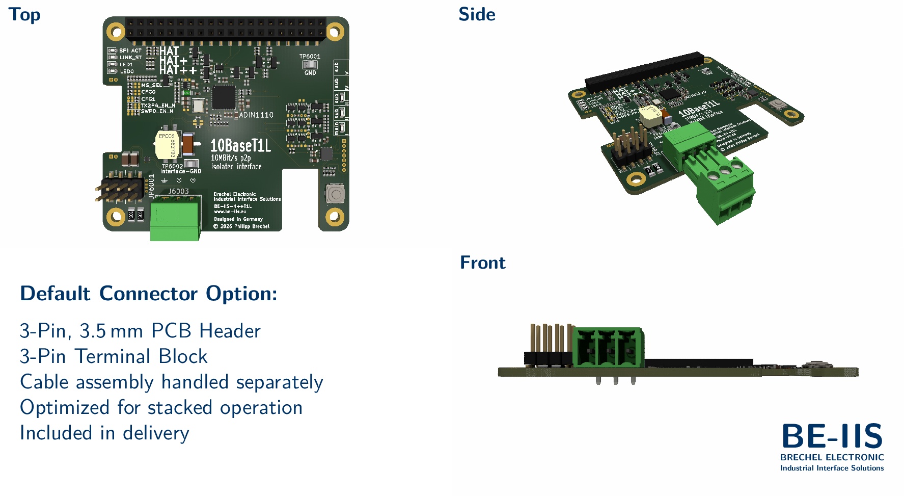 Isolated 10BASE-T1L Industrial Ethernet HAT++ for Raspberry Pi