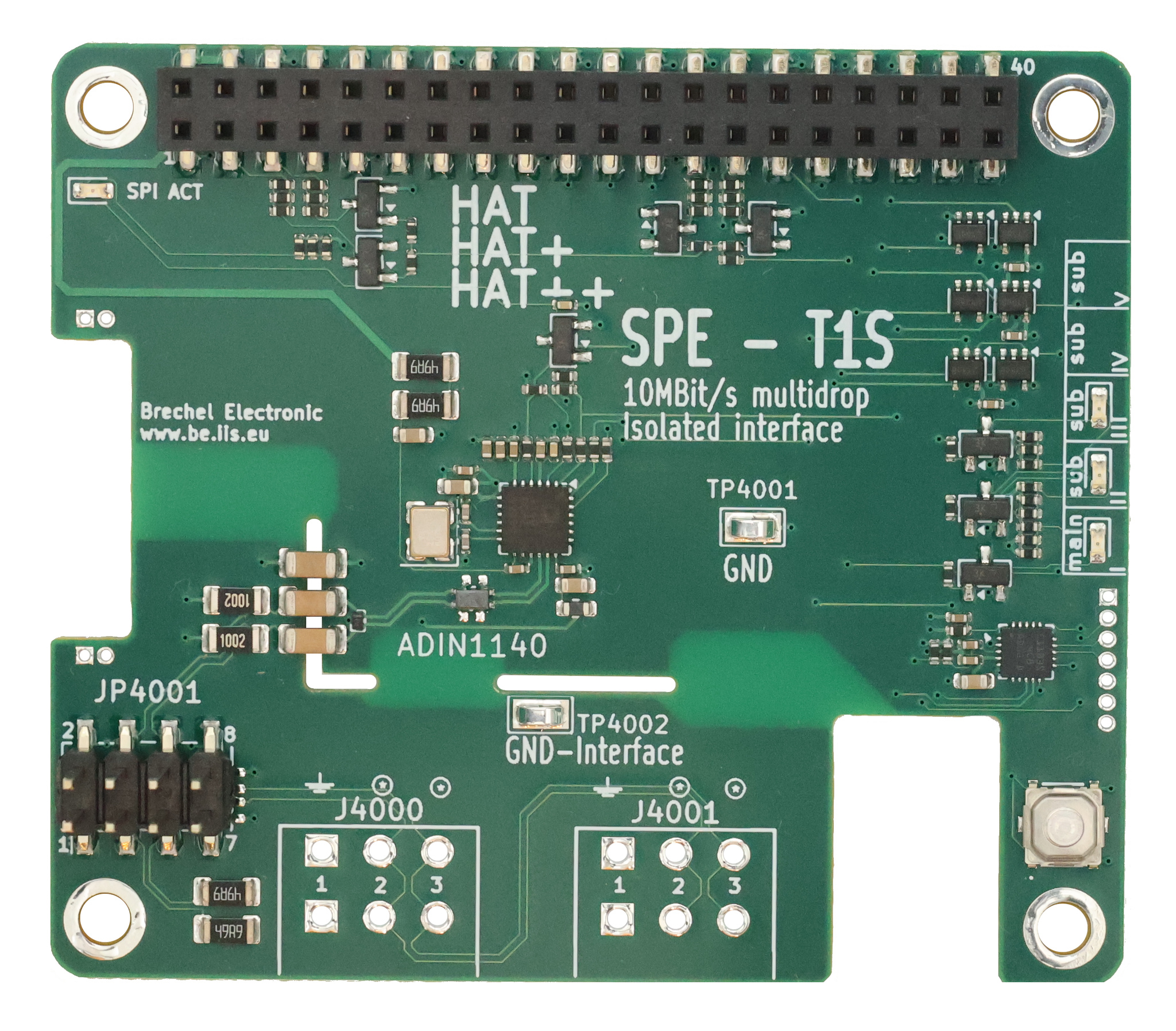 Galvanisch isoliertes 10BASE-T1S Industrial-Ethernet-HAT++ für Raspberry Pi