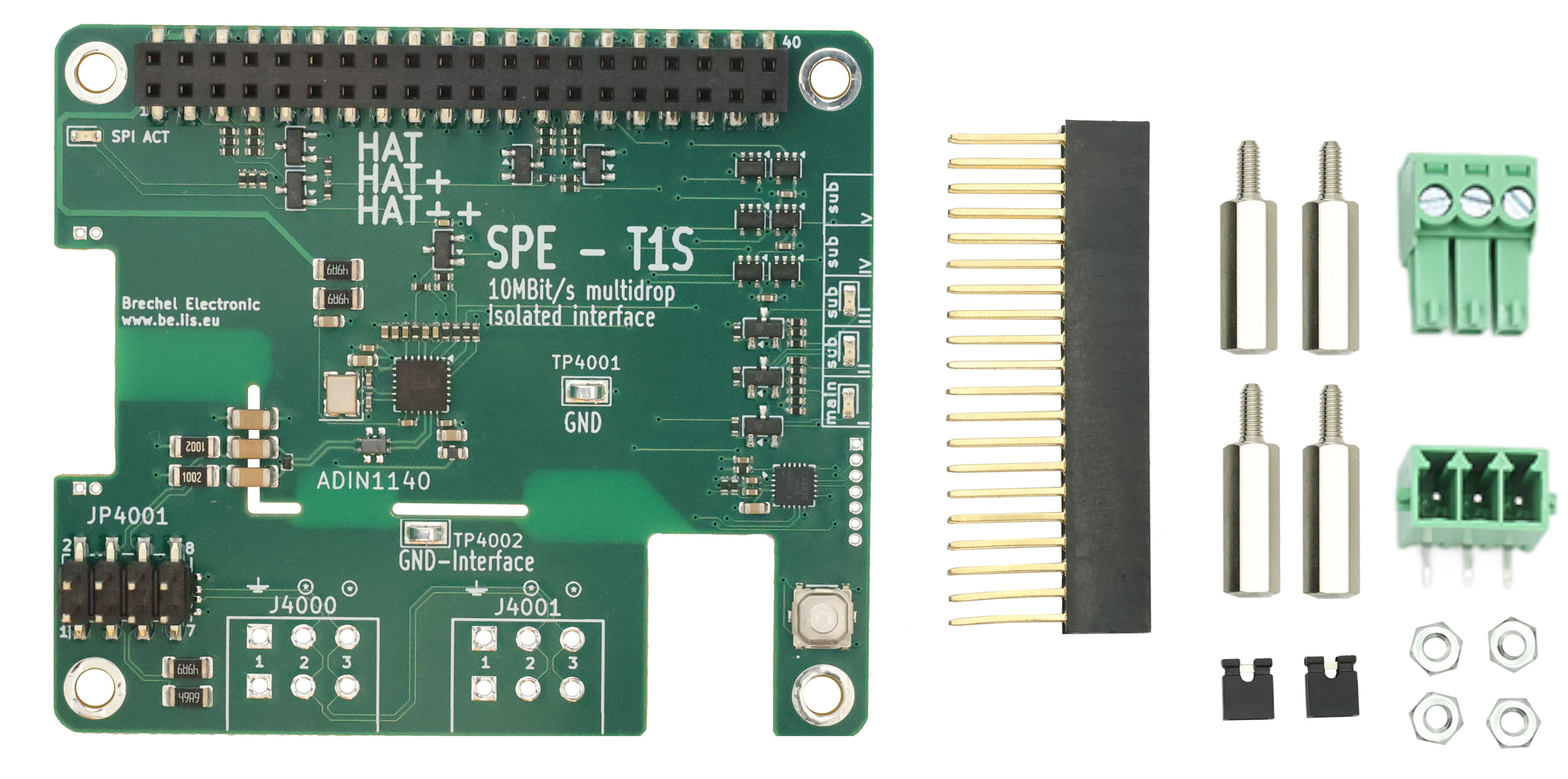 Galvanisch isoliertes 10BASE-T1S Industrial-Ethernet-HAT++ für Raspberry Pi