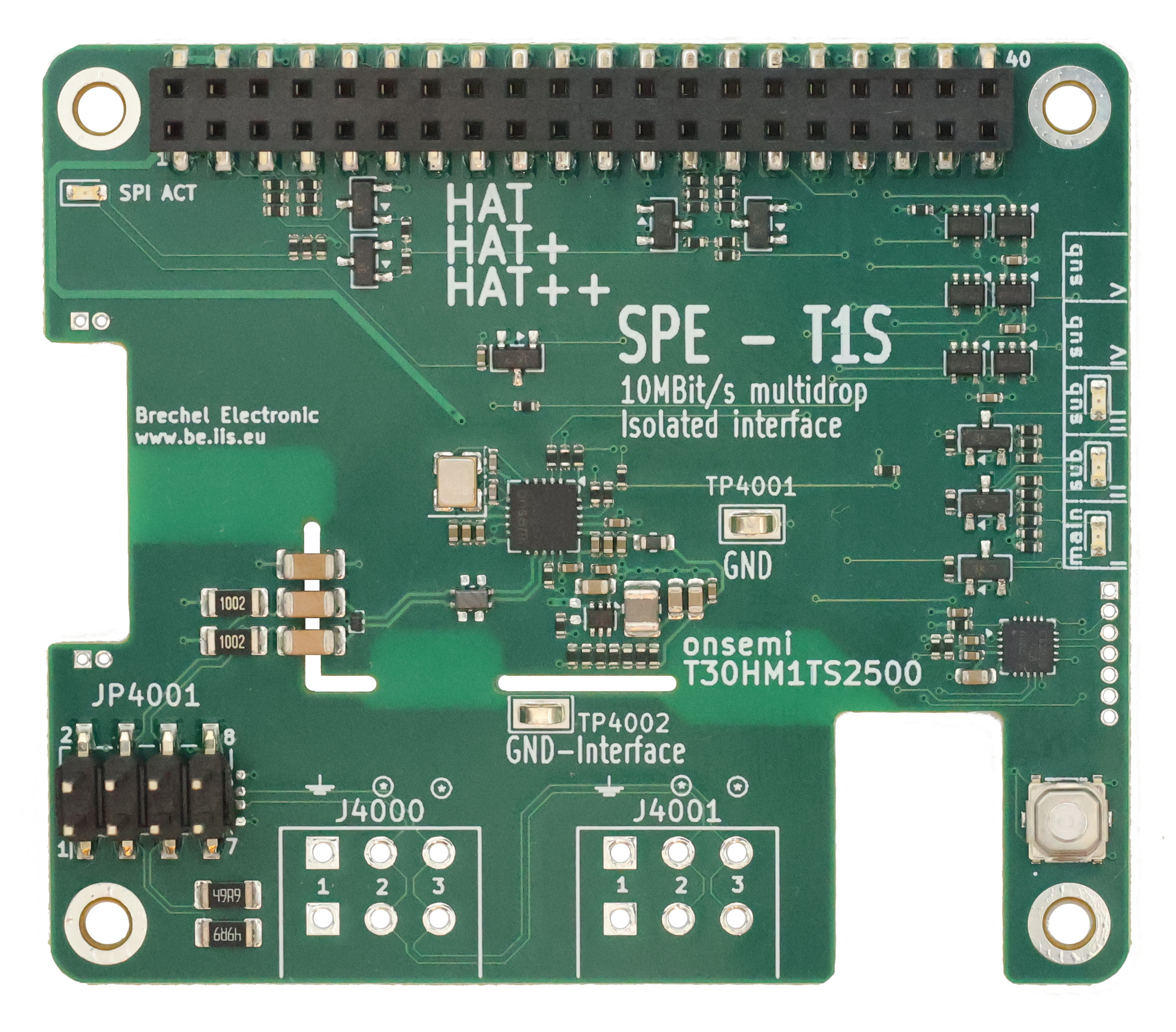 Galvanisch isoliertes 10BASE-T1S Industrial-Ethernet-HAT++ für Raspberry Pi