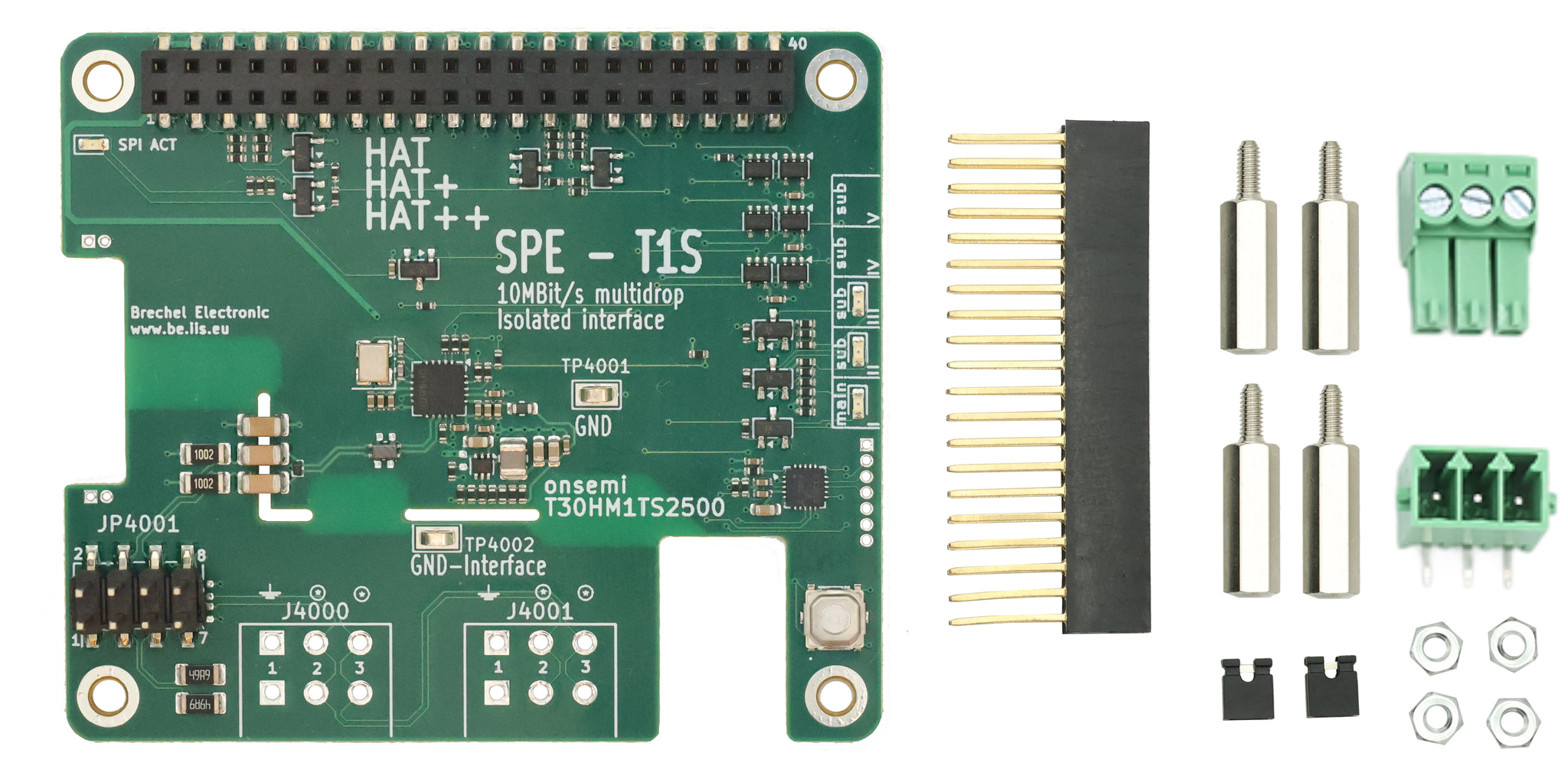 Galvanisch isoliertes 10BASE-T1S Industrial-Ethernet-HAT++ für Raspberry Pi