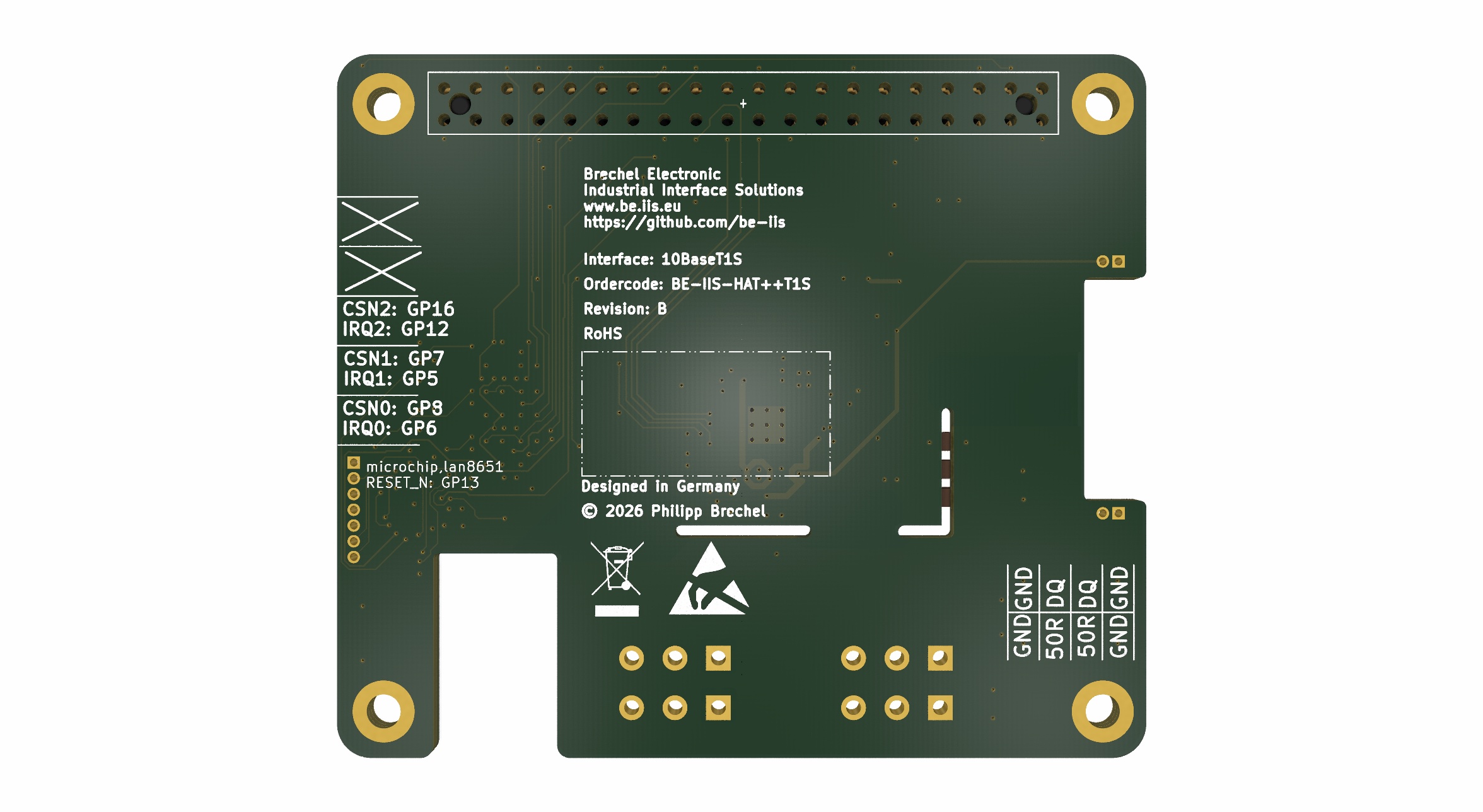 Isolated 10BASE-T1S Industrial Ethernet HAT++ for Raspberry Pi
