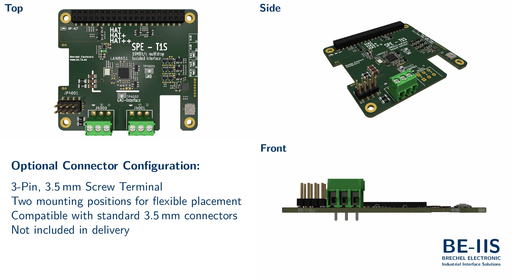 Isolated 10BASE-T1S Industrial Ethernet HAT++ for Raspberry Pi